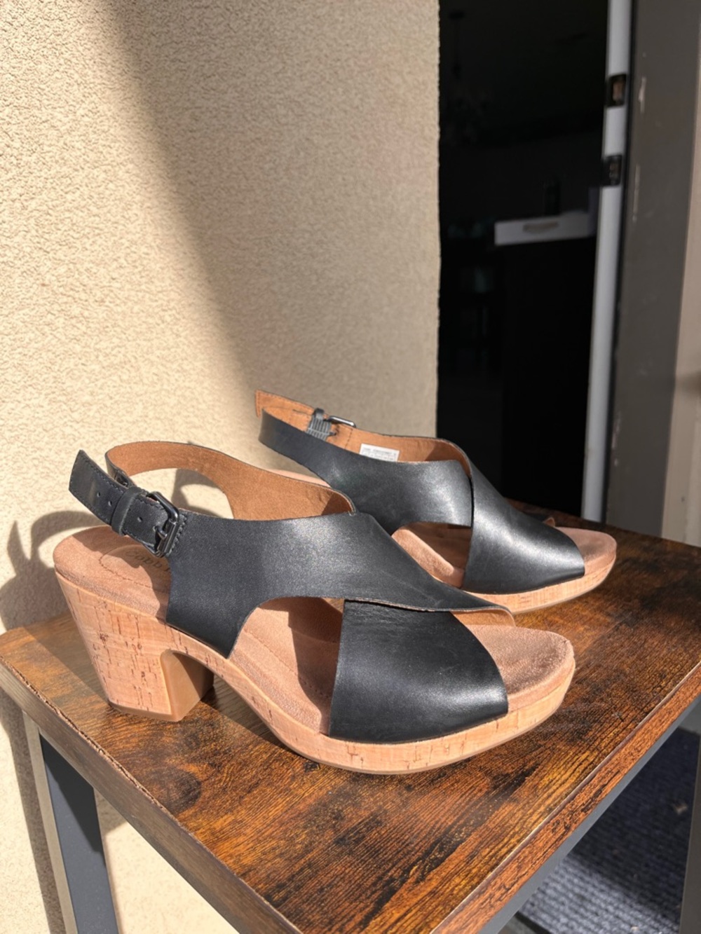 Cobb Hill by New Balance Black Leather Crisscross Slingback Sandals - Picture 11 of 13